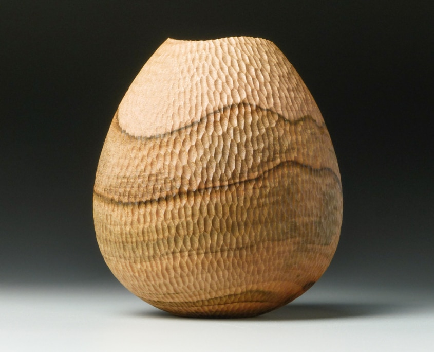 Dogwood Vessel - 4 1/2”h x 3 3/4”w Turned, hollowed and carved.