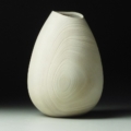 Madrone Vessel - 5 1/2”h x 3 3/4”w Turned, hollowed, sandblasted, carved rim and bleached.