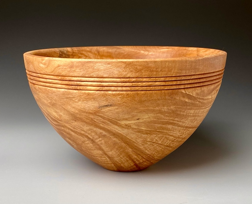 "Big Leaf Maple Bowl with 3 beads”